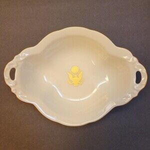 Pickard Golden Eagle Handled Dish Scalloped Gold Trim American Flag Backstamp...